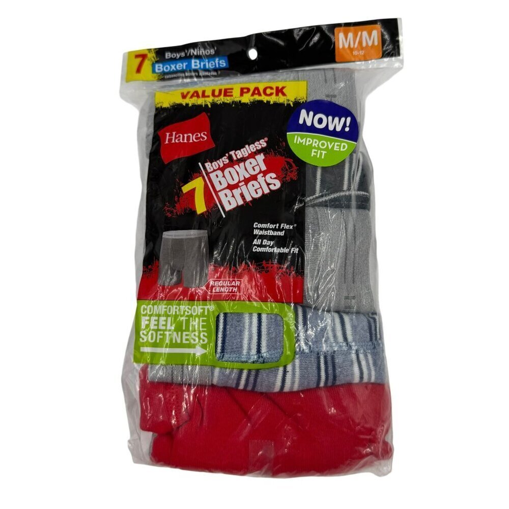 Hanes Boys' 7-Pack Boxer Briefs ComfortSoft Dyed Comfort Flex Waistband Tag-Free